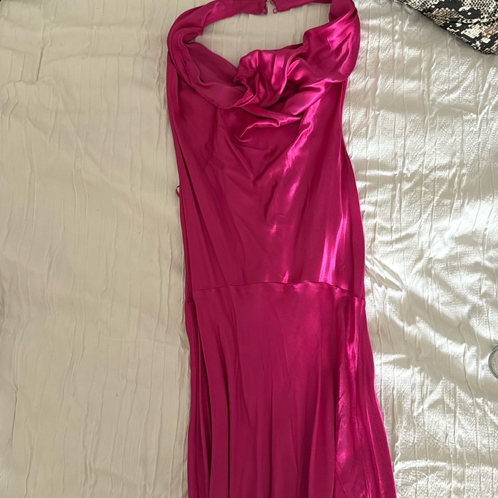 Pink halter neck open back silk dress NEVER WORN. Tag is still on